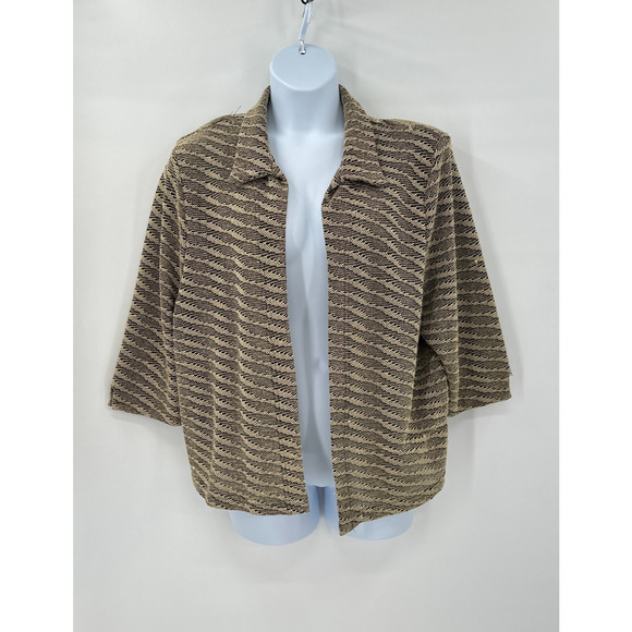 Vintage Los Angeles Womens 1x Cardigan Metallic Knit‎ Gold Black Retro Artsy - Picture 1 of 7